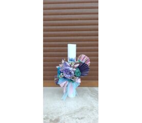 Lumânare de botez Stitch cu trandafiri de sapun și flori decorative