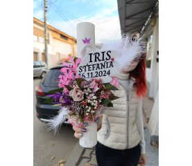 Lumânare Botez Personalizată Tematica Lebădă | Flori Naturale Bacau